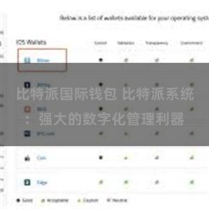 比特派国际钱包 比特派系统：强大的数字化管理利器