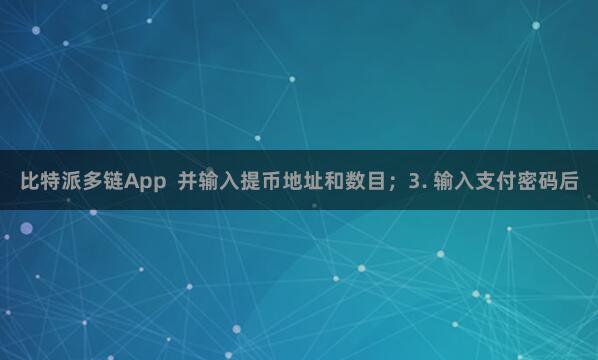 比特派多链App  并输入提币地址和数目；3. 输入支付密码后